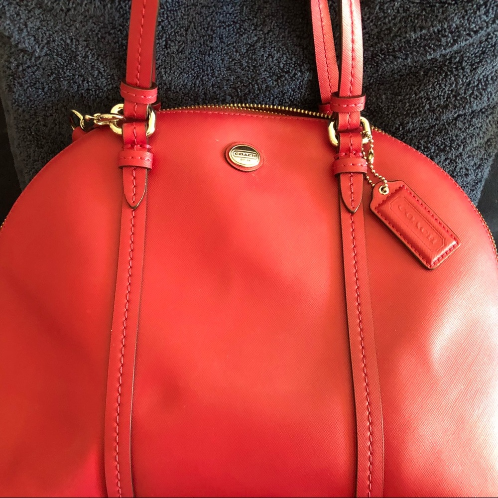 Coach Med/Large Red Leather Crossbody